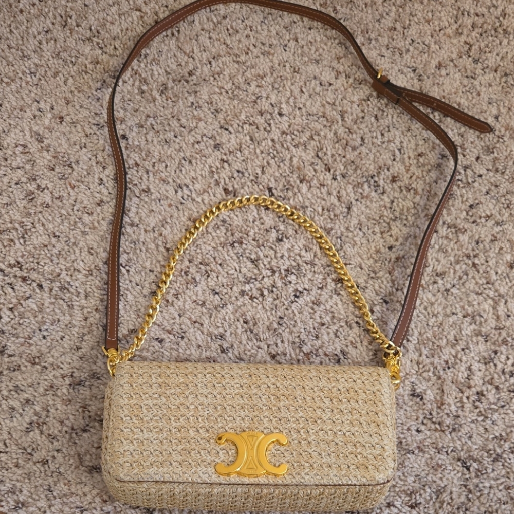 Elegant Tan Celine and Gold Women's Bag